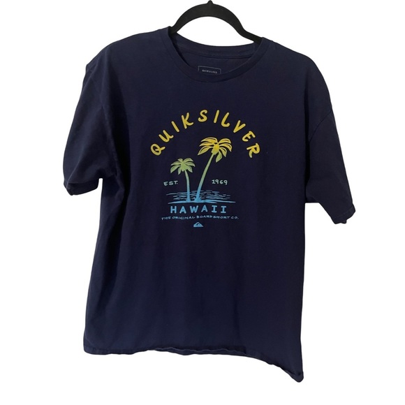 Quicksilver Other - QUICKSILVER Blue Palm Tree Graphic Tee Shirt Men's Size Regular Fit Large
